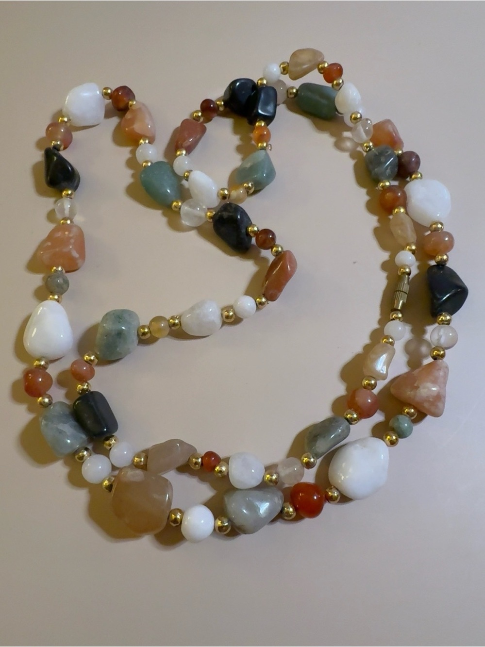 Mixed Genuine Gemstone Nugget Necklace